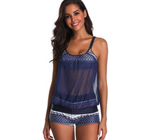 Load image into Gallery viewer, Sexy plus fat plus size mesh ladies split boxer swimsuit
