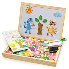 Load image into Gallery viewer, Wooden Magnetic Puzzle Toys Children 3D Puzzle Box Figure Animals Circus Writing Drawing Board Learning Education Toys For Kids
