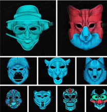 Load image into Gallery viewer, LED Sound Control Luminous Mask Nightclub Masquerade Quick Hand Shake Artifact Voice-activated fluorescent EL light-emitting mask
