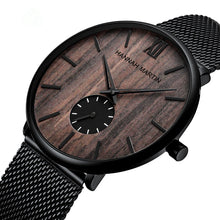 Load image into Gallery viewer, Men's ebony wood grain bamboo watch wooden watch
