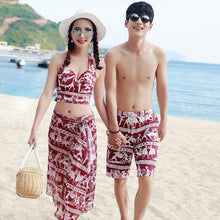 Load image into Gallery viewer, A couple of female swimsuit three piece retro bikinis gather South Korean beach lovers'suits men's swimming trunks Spa
