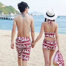 Load image into Gallery viewer, A couple of female swimsuit three piece retro bikinis gather South Korean beach lovers'suits men's swimming trunks Spa
