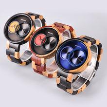 Load image into Gallery viewer, BOBO BIRD Thin Men Watch Original Wood Watches 2 Time Zone Display Quartz Wristwatch horloges mannen
