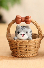Load image into Gallery viewer, Moss micro landscape jewelry flat bamboo basket kitten ornaments DIY assembly
