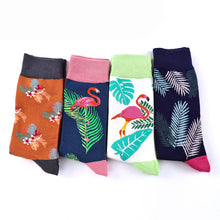 Load image into Gallery viewer, Crane flamingo cotton tube men's socks
