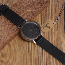 Load image into Gallery viewer, BOBO BIRD wood table handmade bamboo wood leather belt original Japanese movement men's watch
