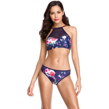 Load image into Gallery viewer, Retro floral print mesh swimsuit
