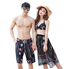 Load image into Gallery viewer, 2021 new beach pants suit, lovers swimsuit, wrap sexy bikini three sets of men's swimsuit 8826
