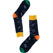 Load image into Gallery viewer, Geometric stockings, contrast color men's cotton socks
