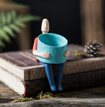 Load image into Gallery viewer, Cartoon Character Ceramic Flower Pot Succulents Abstract Human Face Flower Pot Home Desktop Vase Micro Landscape Decoration
