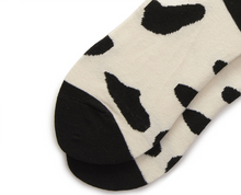 Load image into Gallery viewer, Leopard Dalmatian Black White Cotton Crew Socks
