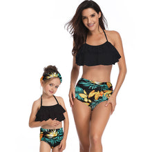Load image into Gallery viewer, Parent-child Swimsuit Printed High Waist Bikini Ruffled Mother And Daughter Swimwear
