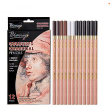 Load image into Gallery viewer, 2 4-color carbon drawing chalk sketch pencils
