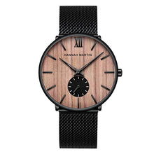 Load image into Gallery viewer, Men's ebony wood grain bamboo watch wooden watch
