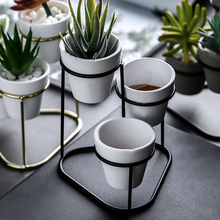 Load image into Gallery viewer, Simple iron frame ceramic flower pot

