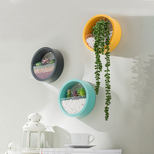 Load image into Gallery viewer, Round Iron Wall Vase Home Living Room Restaurant Hanging Basket Flower Pot Wall Decor Succulent Plant Planters Art Glass Vases
