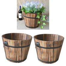 Load image into Gallery viewer, Solid Wood Succulent Plant Pots Carbonized Anticorrosive Wood Flower Box
