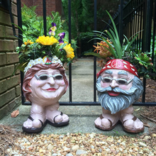 Load image into Gallery viewer, Muggle Face Flower Pot Garden Decoration Doji Jim Plant Flower Pot Sculpture
