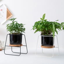 Load image into Gallery viewer, Trapezoidal wrought iron ceramic flower pot
