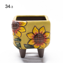 Load image into Gallery viewer, Hand Painted Sunflower Retro Trumpet Cute Mini Flower Pot Ceramic
