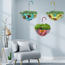 Load image into Gallery viewer, Wrought Iron Umbrella Flower Pot Wall Hanging Garden Pendant
