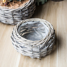 Load image into Gallery viewer, Hand woven wicker rattan flower basket flower pot fleshy flower
