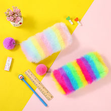 Load image into Gallery viewer, Rainbow plush stationery storage bag
