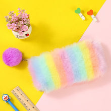 Load image into Gallery viewer, Rainbow plush stationery storage bag
