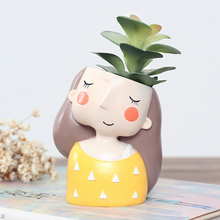 Load image into Gallery viewer, Cartoon Wreath Girl Resin Succulent Flower Pot Desktop Decoration Potted Plant
