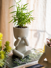 Load image into Gallery viewer, Little White Man Doodle Flower Pot Flower Succulent
