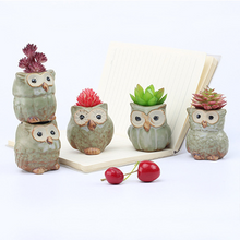 Load image into Gallery viewer, Mini Thumb Owl Small Flower Pot Stoneware Ornament
