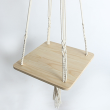 Load image into Gallery viewer, Wooden Flower Pot Tray Gardening Simple Square Bracket Cotton Rope Wood
