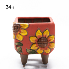 Load image into Gallery viewer, Hand Painted Sunflower Retro Trumpet Cute Mini Flower Pot Ceramic

