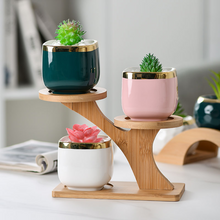 Load image into Gallery viewer, Multi-layer Small Flower Stand Solid Wood Floating Office Green Radish Succulent Flower Pot Shelf
