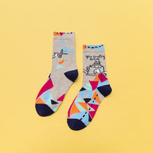Load image into Gallery viewer, Personality Contrast Color Graffiti Women's Tube Socks Street Style Fashion Cotton Socks
