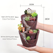 Load image into Gallery viewer, Creative Pastoral Succulents Multi-layer Resin Flower Pot
