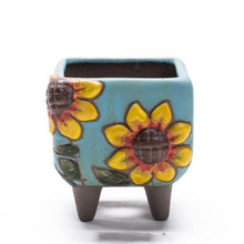 Load image into Gallery viewer, Hand Painted Sunflower Retro Trumpet Cute Mini Flower Pot Ceramic

