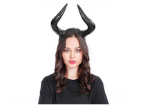 Load image into Gallery viewer, New simulation black horn headband headband Halloween Easter Day party
