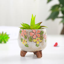 Load image into Gallery viewer, Hand Carved Ceramic Succulent Flower Pot
