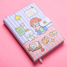 Load image into Gallery viewer, Kaba Bear Hippo Small White Magnetic Buckle Notebook Portable Notebook Girl Heart Creative Cute Hand Book
