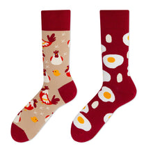 Load image into Gallery viewer, Asymmetrical Color Retro Personality Male And Female Couple Mid-length Cotton Socks
