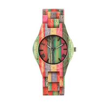Load image into Gallery viewer, Colored Bamboo Wood Carving Couple Watch
