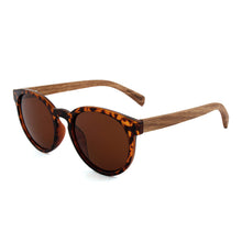 Load image into Gallery viewer, Retro Round Frame Women's Polarized Wood Sunglasses
