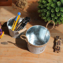 Load image into Gallery viewer, Retro Iron Flower Bucket Dry Flower Vase Decoration Flower Pot
