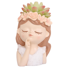 Load image into Gallery viewer, Cartoon Girl Desktop Succulents Potted Flower Pot
