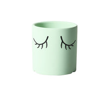 Load image into Gallery viewer, Ceramic Abstract Eyelashes Round Flower Pot Indoor Cactus Succulent Art Flower Pot

