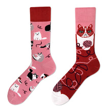 Load image into Gallery viewer, Asymmetrical Color Retro Personality Male And Female Couple Mid-length Cotton Socks
