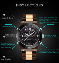 Load image into Gallery viewer, Luxury Wood Watch Handmade Chronograph Man
