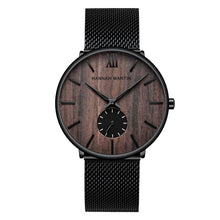Load image into Gallery viewer, Men's ebony wood grain bamboo watch wooden watch
