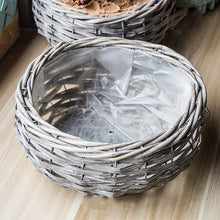 Load image into Gallery viewer, Hand woven wicker rattan flower basket flower pot fleshy flower
